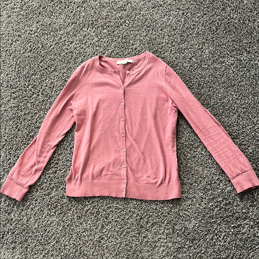 Loft Pink Button-Up Cardigan